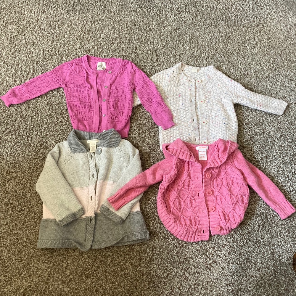 Baby girls button down sweater bundle size 12 months